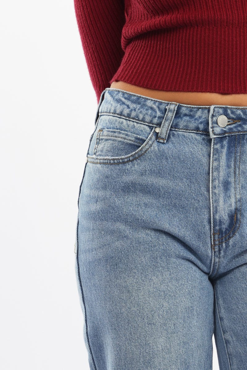 Denim Straight Jeans Mid Rise - Image 5