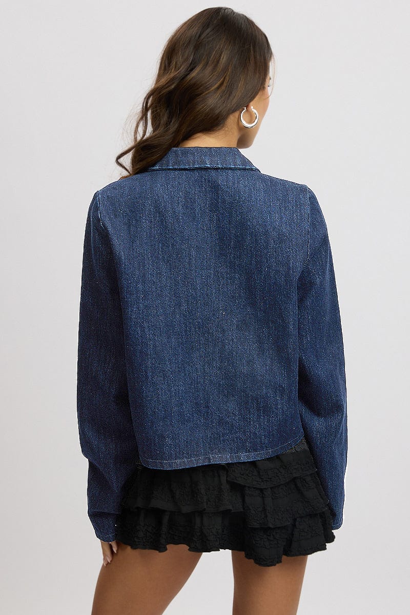 Denim Tie up Jacket Long Sleeve - Image 4