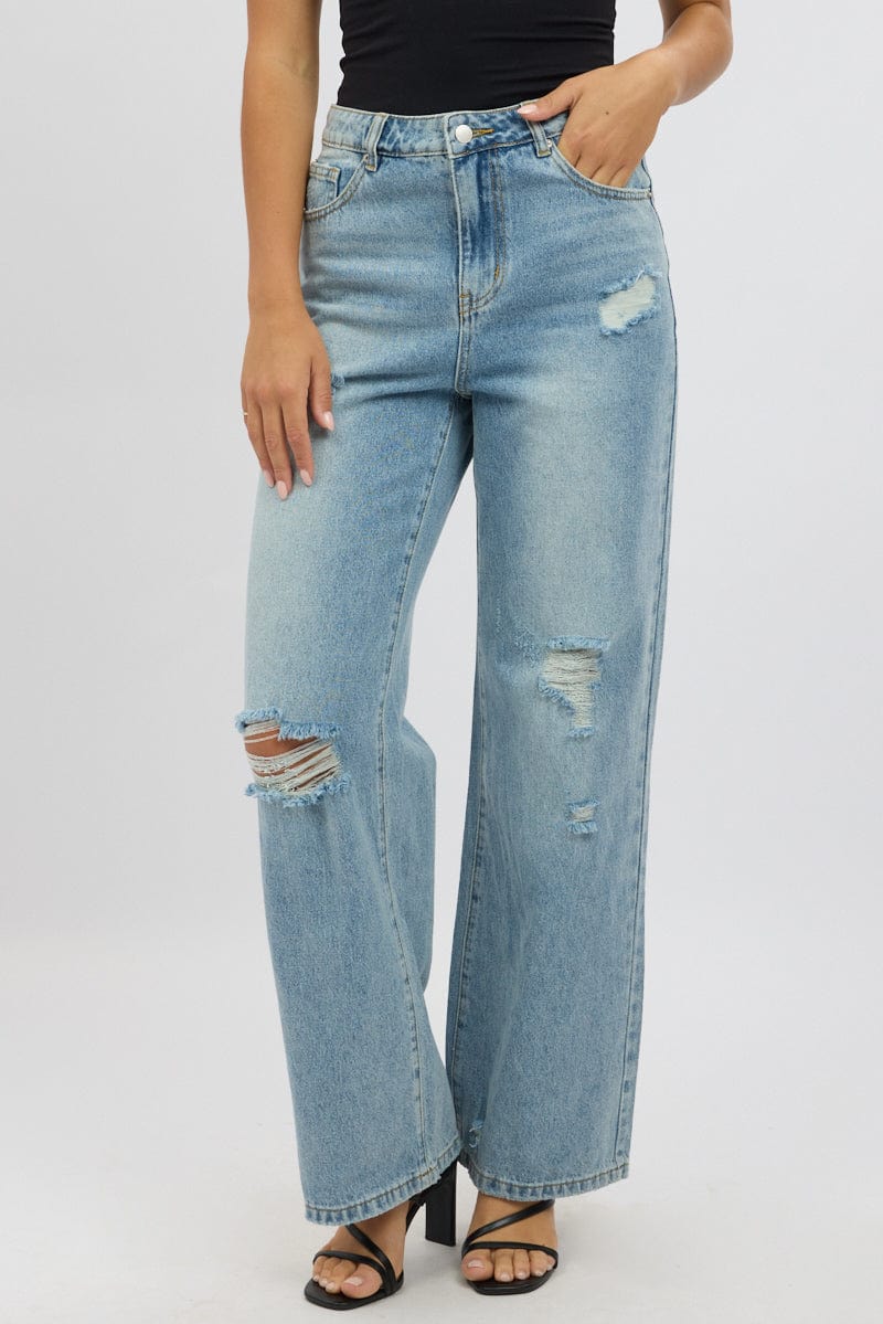 Denim Wide Leg Jeans - Image 2