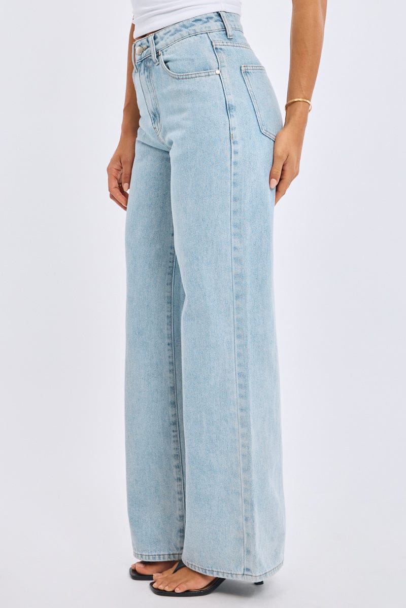 Denim Wide Leg Jeans Mid Rise - Image 4