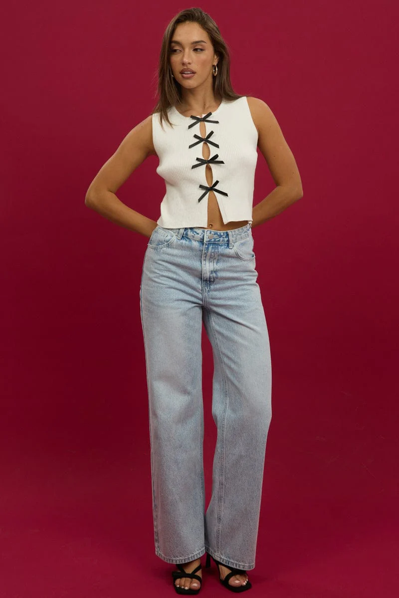 Denim Wide Leg Jeans Mid Rise - Image 2