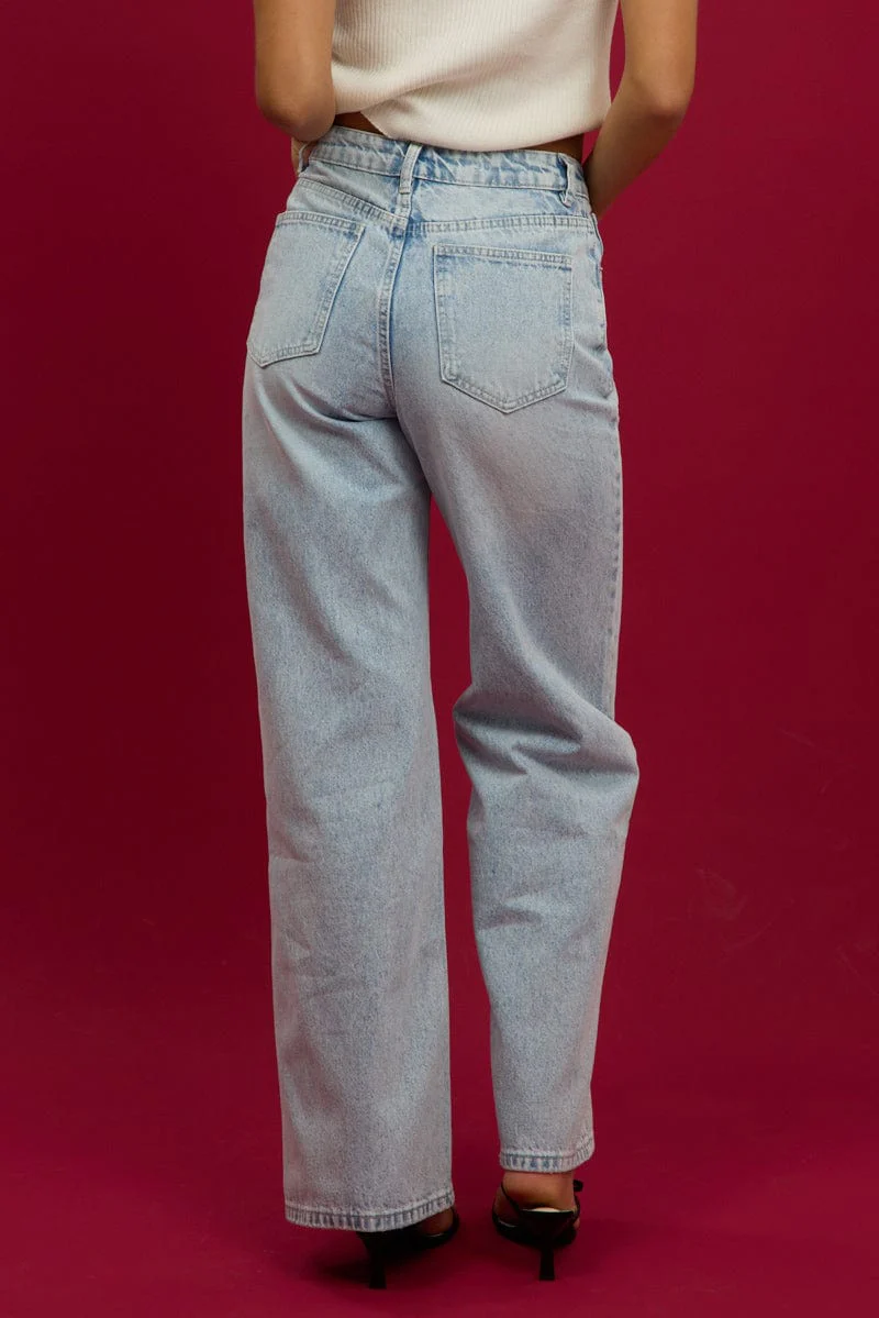 Denim Wide Leg Jeans Mid Rise - Image 5