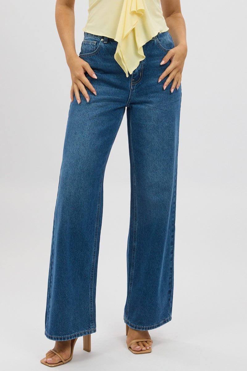 Denim Wide Leg Jeans Mid Rise - Image 2