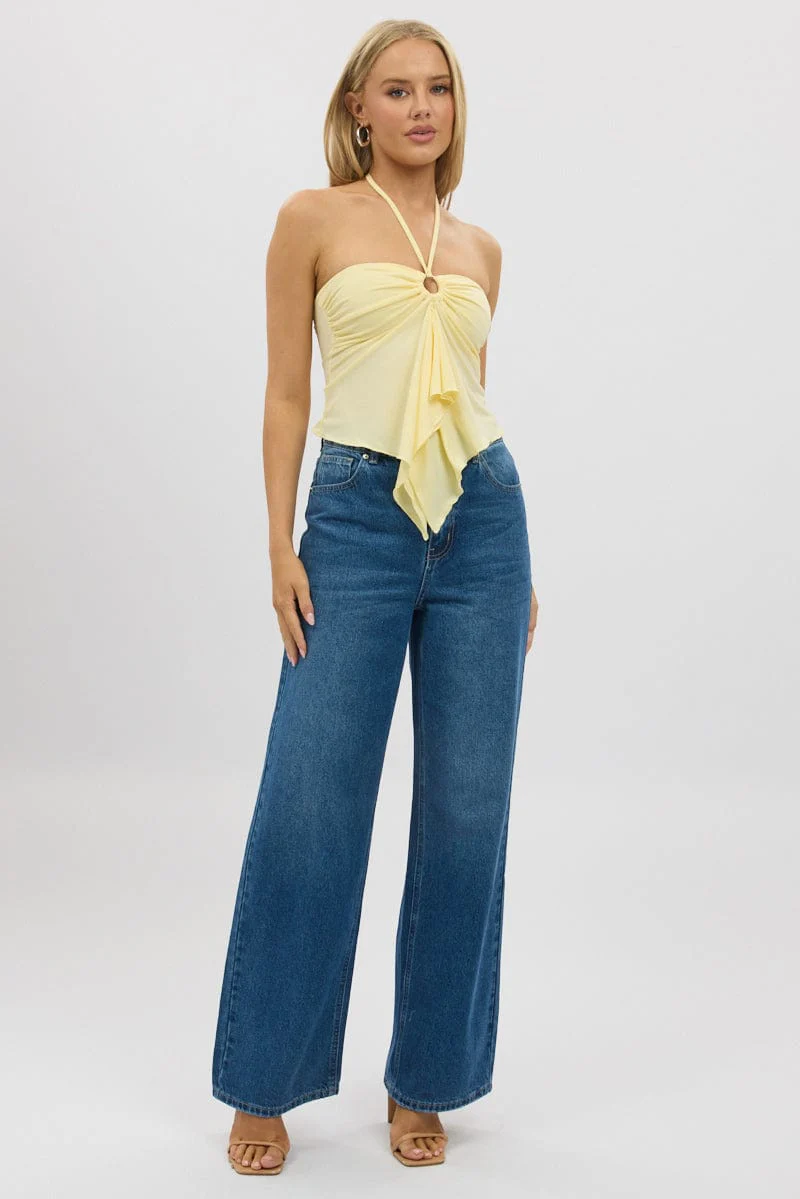 Denim Wide Leg Jeans Mid Rise - Image 3