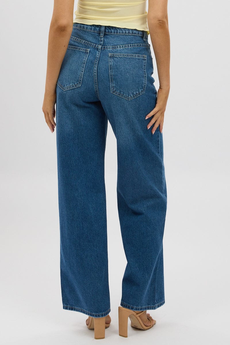 Denim Wide Leg Jeans Mid Rise - Image 5