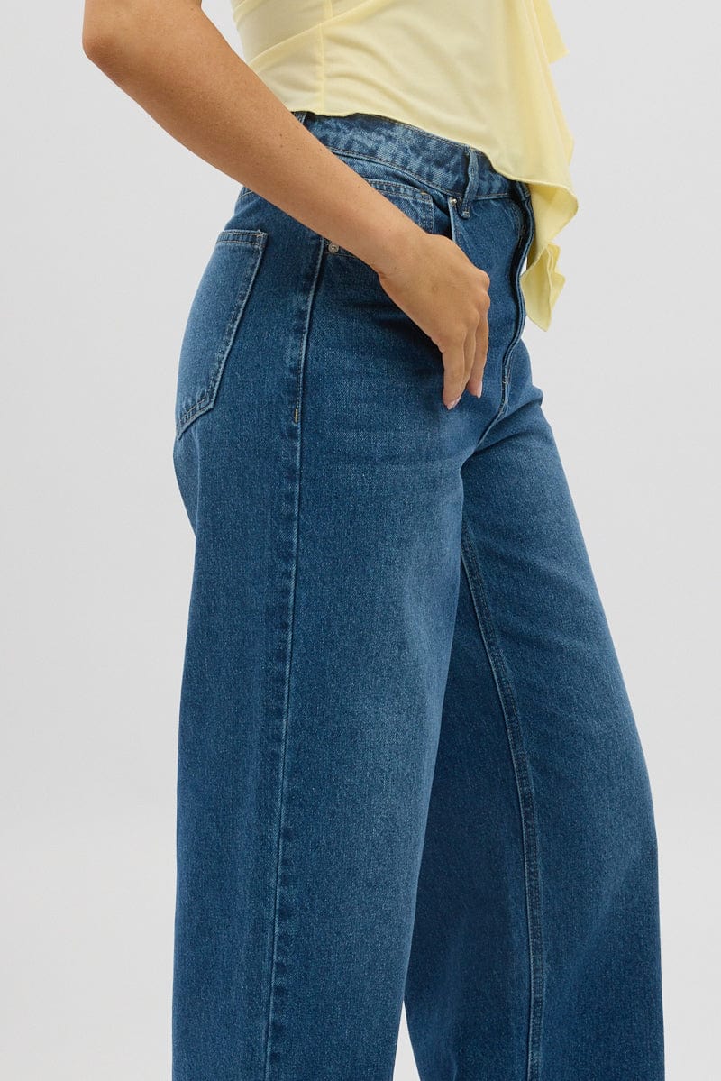 Denim Wide Leg Jeans Mid Rise - Image 6
