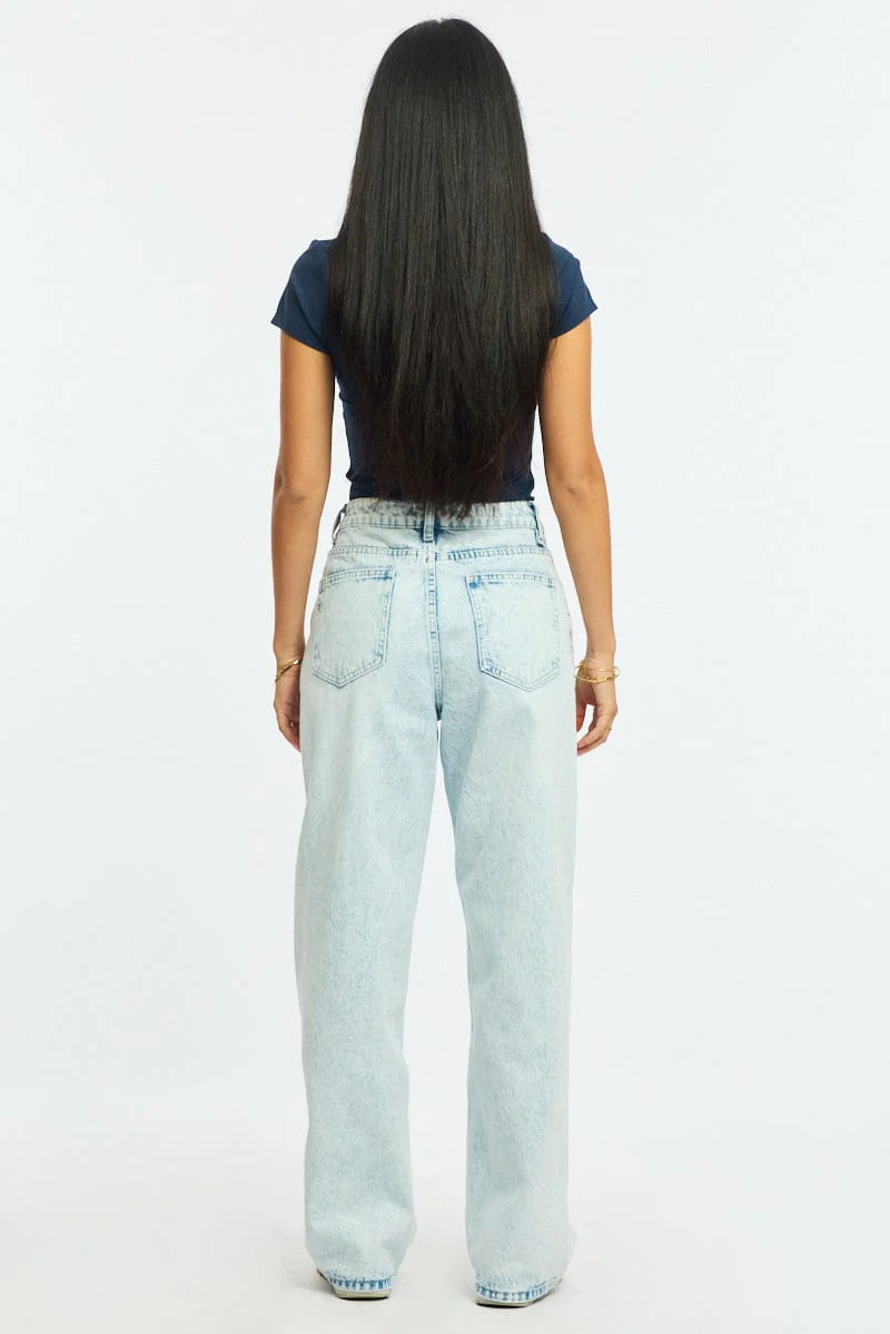 Denim Wide Leg Jeans Mid Rise - Image 5