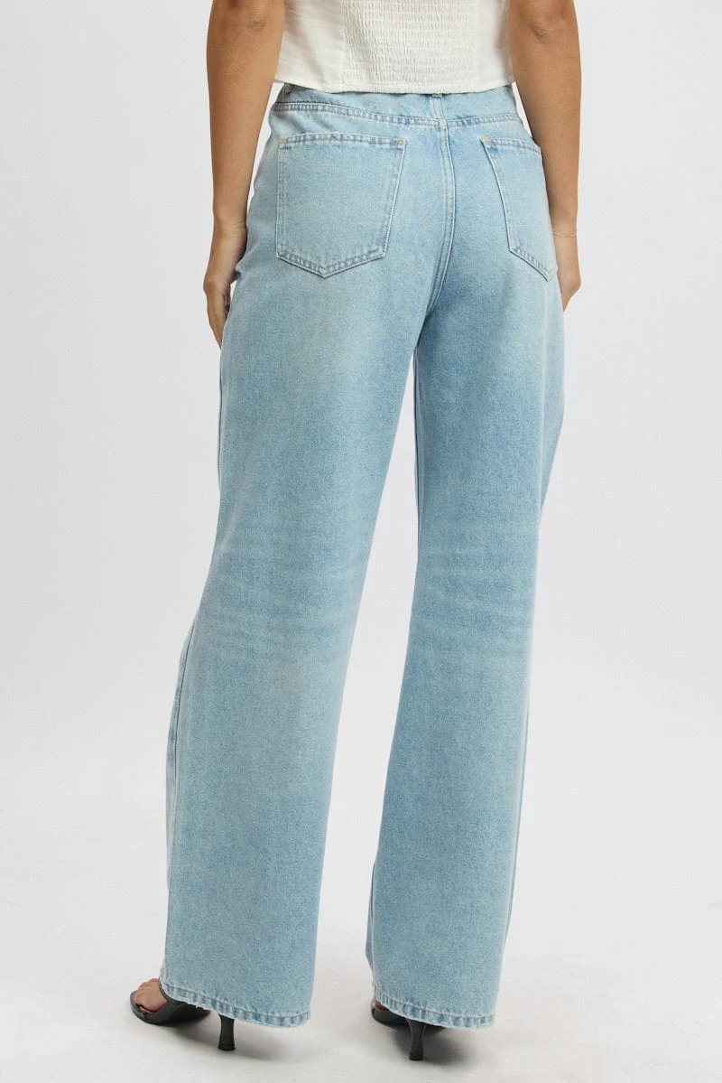 Denim Wide Leg Jeans Mid Rise - Image 5