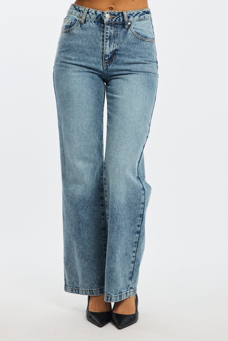 Denim Wide Leg Jeans Mid Rise - Image 2