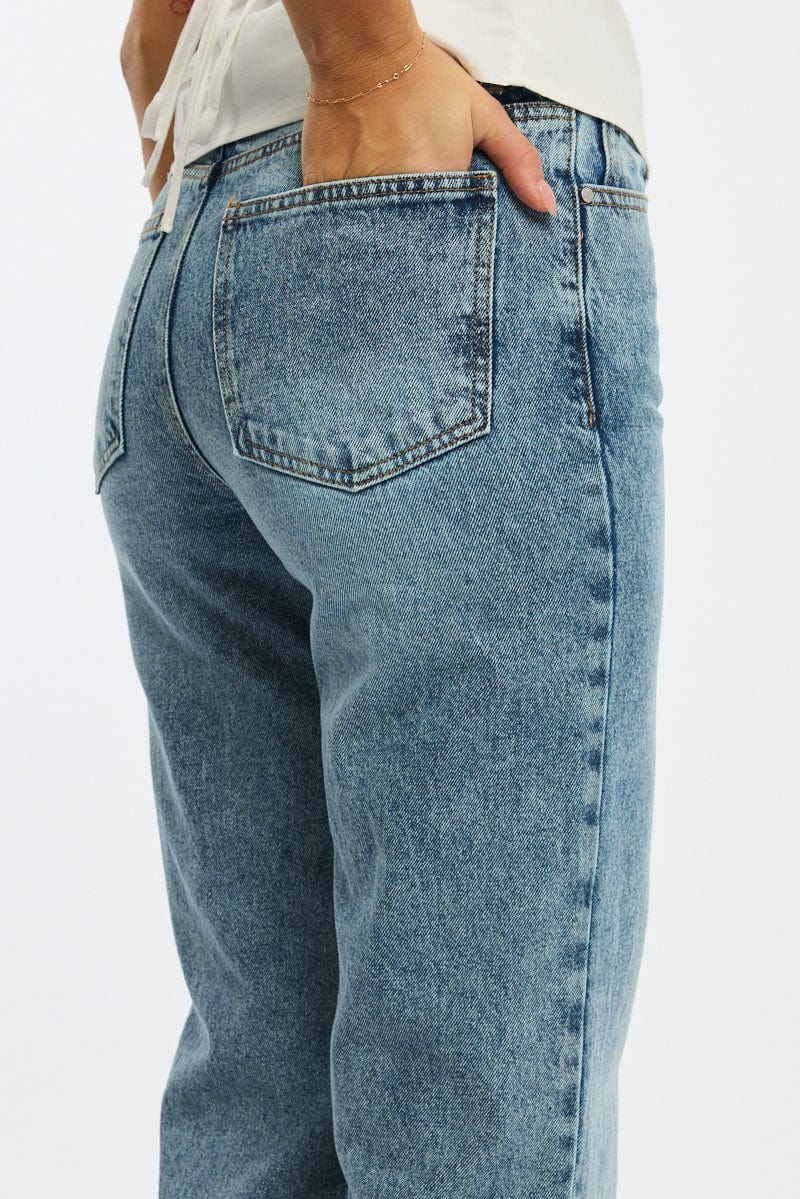 Denim Wide Leg Jeans Mid Rise - Image 6