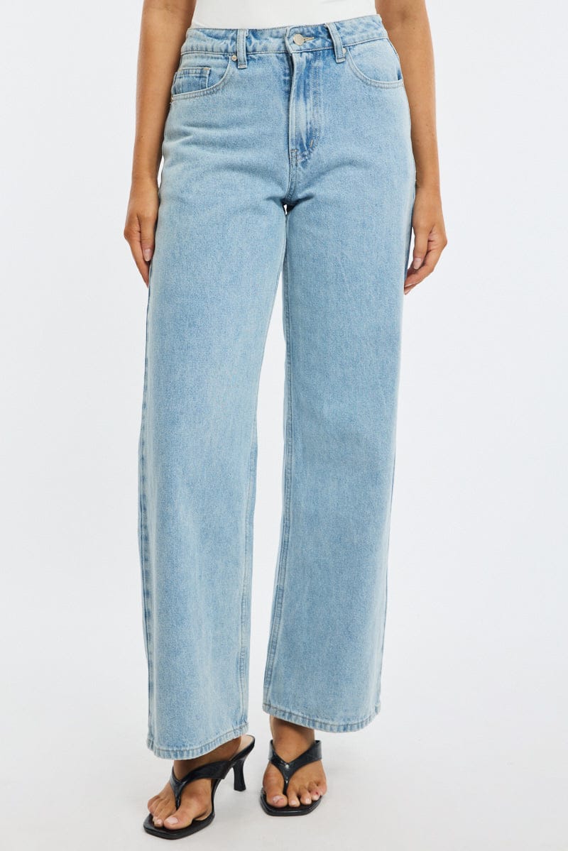 Denim Wide Leg Jeans Ribbon Pocket - Image 3