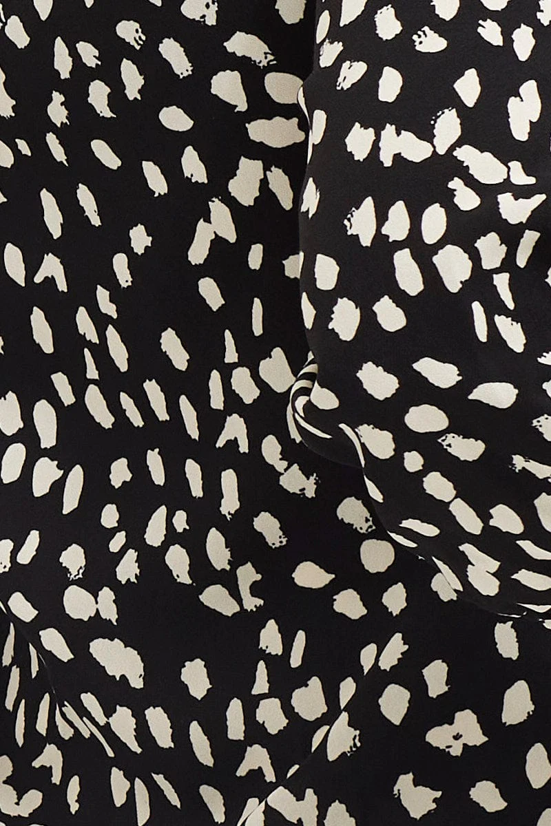 Geo Print Button Front Top Long Sleeve V-Neck - Image 6