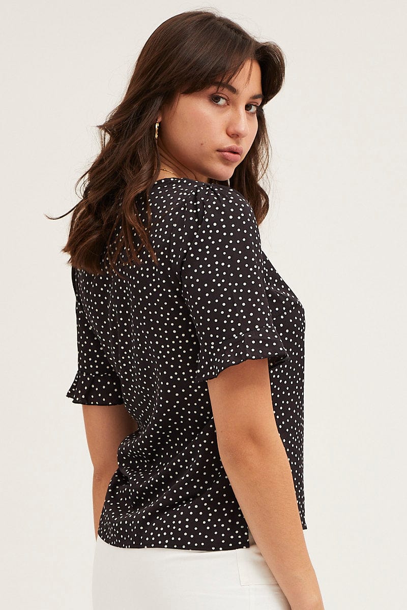 Geo Print Button Up Top Short Sleeve - Image 3