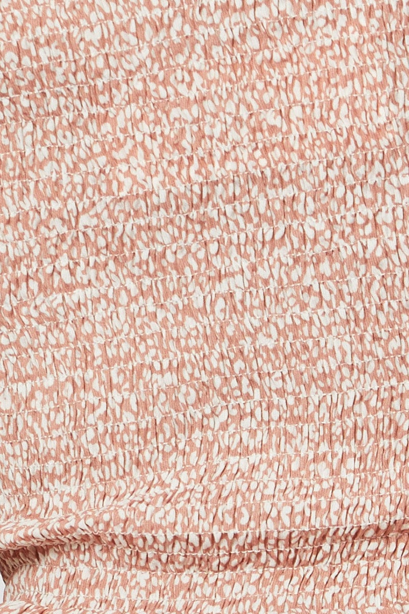 Geo Print Crop Top Short Sleeve Off Shoulder - Image 6