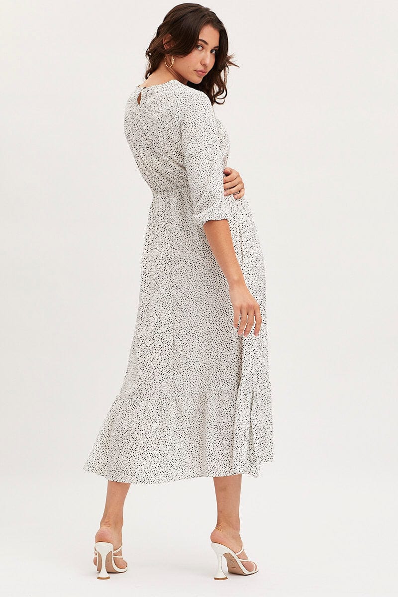 Geo Print Dress Long Sleeve Midi - Image 5