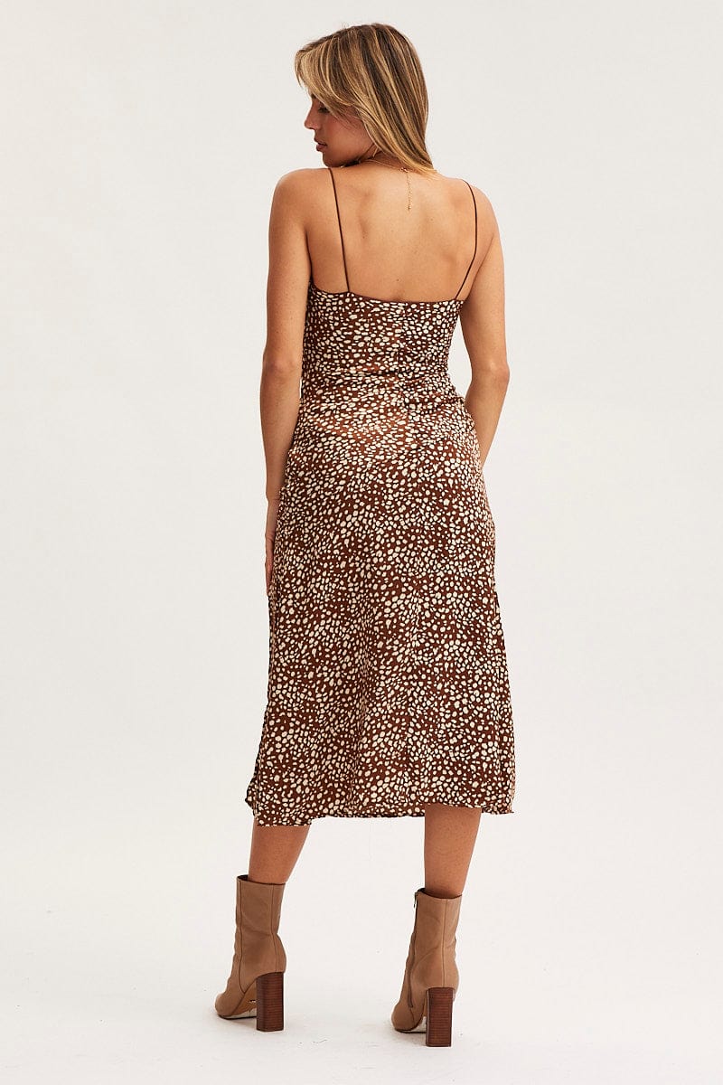Geo Print Slip Dress Evening Satin - Image 5