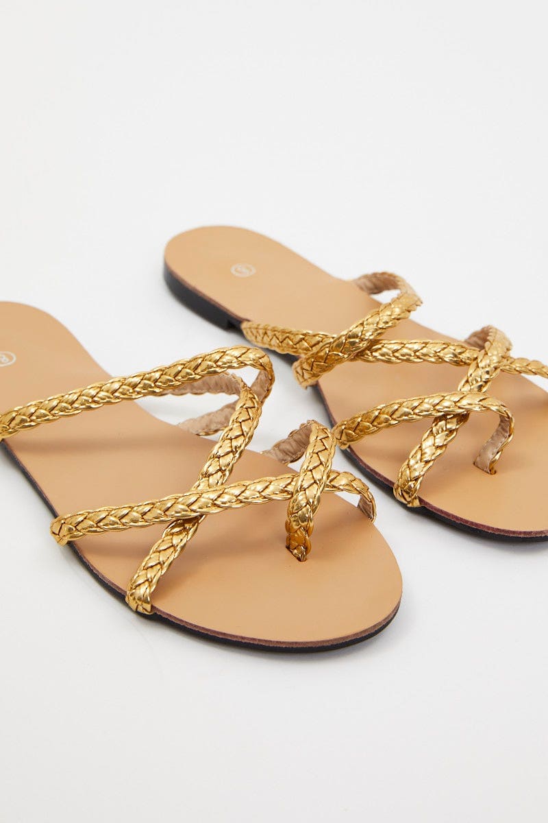 Gold Braid Woven Flat Slides - Image 2
