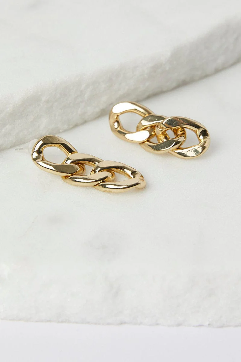 Gold Chain Drop Earrings - Image 2