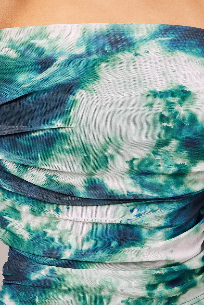 Green Abstract Mesh Top Long Sleeve - Image 6