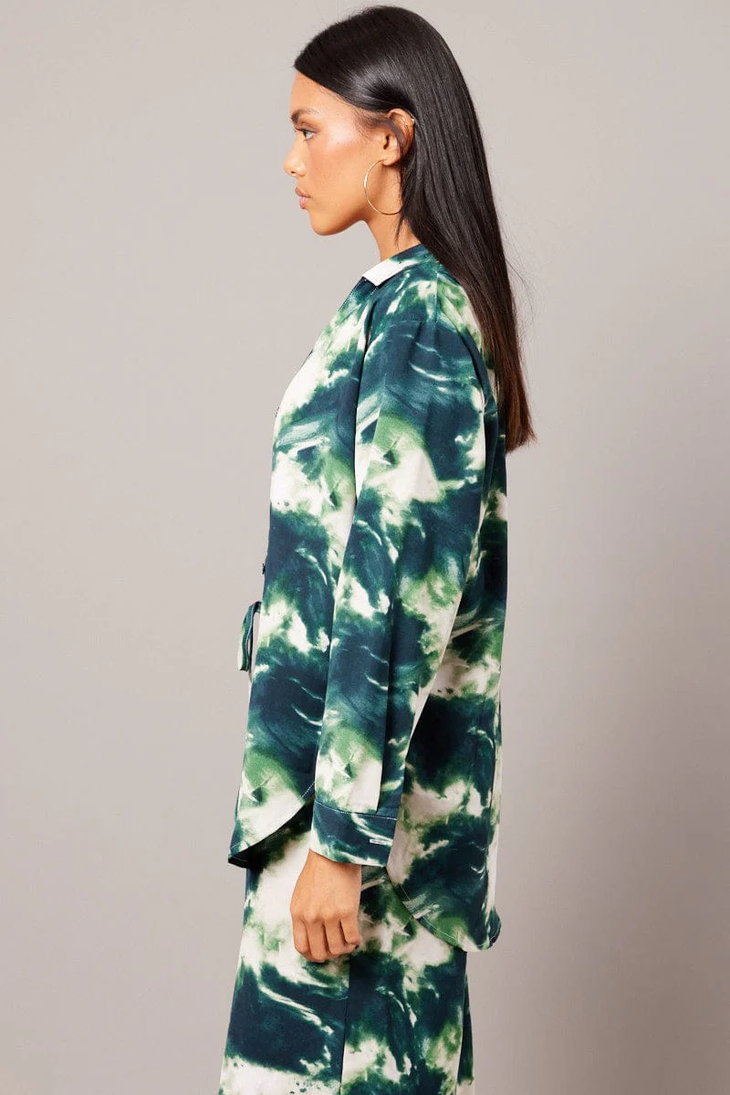 Green Abstract Relaxed Shirt Long Sleeve - Image 4