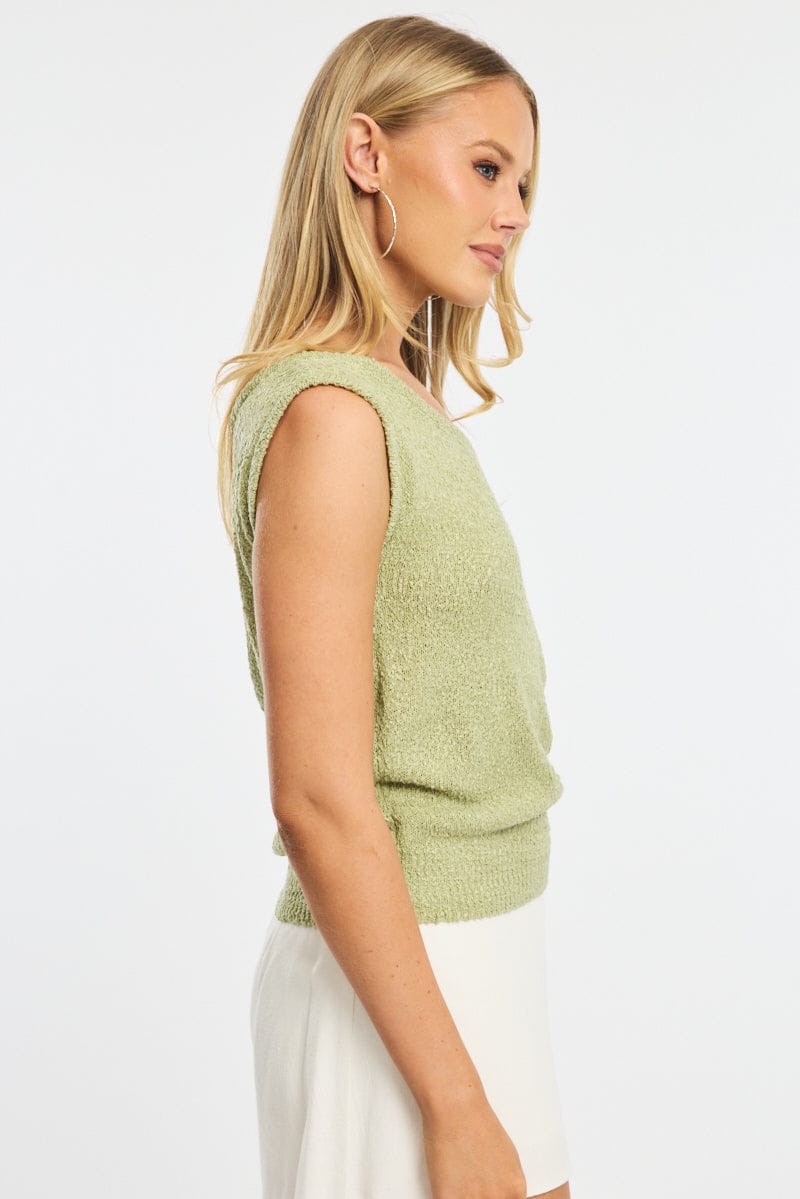 Green Asymmetrical Knit Top - Image 4