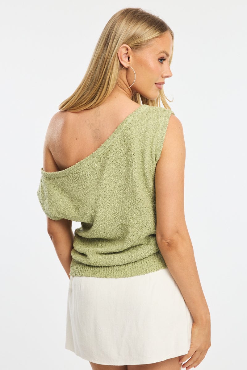 Green Asymmetrical Knit Top - Image 5