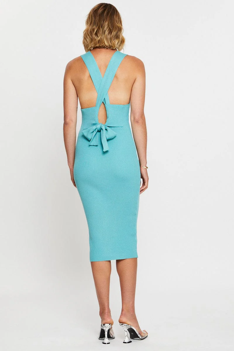 Green Bodycon Dress Midi Knit - Image 5