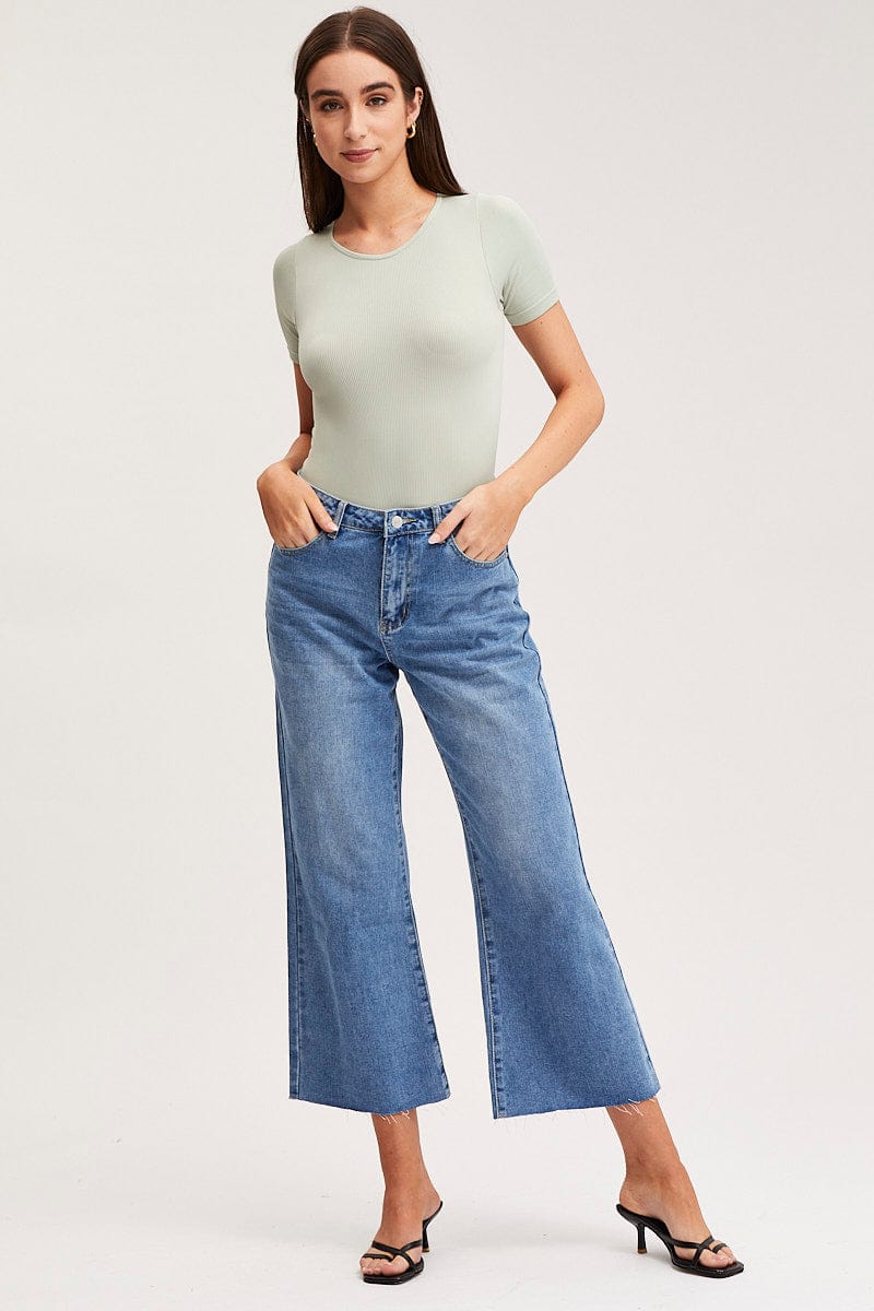Green Bodysuit Short Sleeve Crew Neck Seamless - Image 3