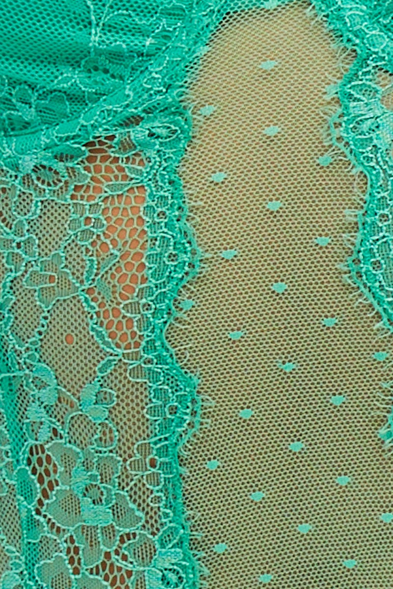Green Bodysuit Sleeveless Sweetheart Lace - Image 6