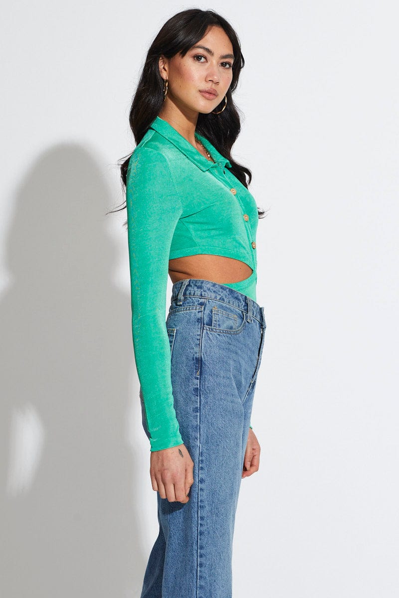 Green Bodysuit Top Long Sleeve - Image 4