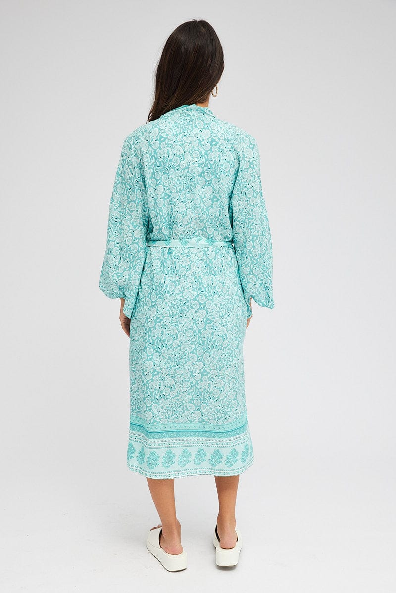 Green Boho Kimono Longline Long Sleeve - Image 5