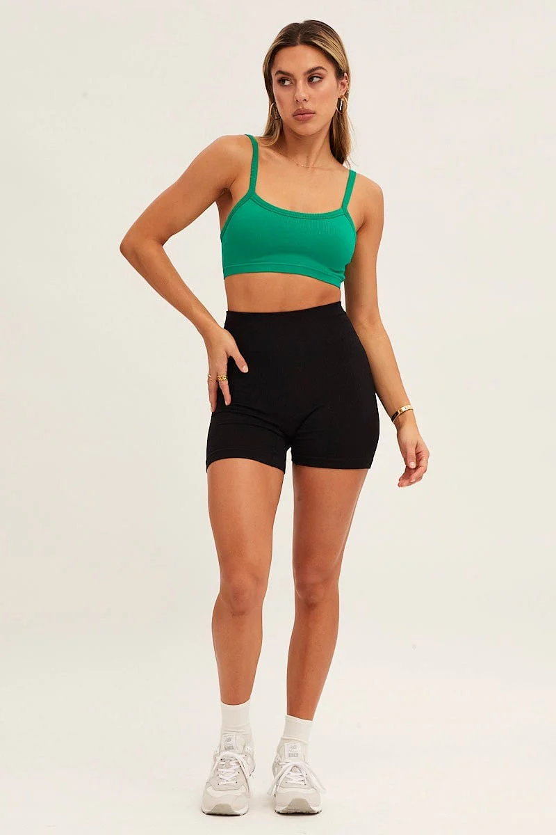 Green Bralette Crop Round Neck Seamless - Image 2