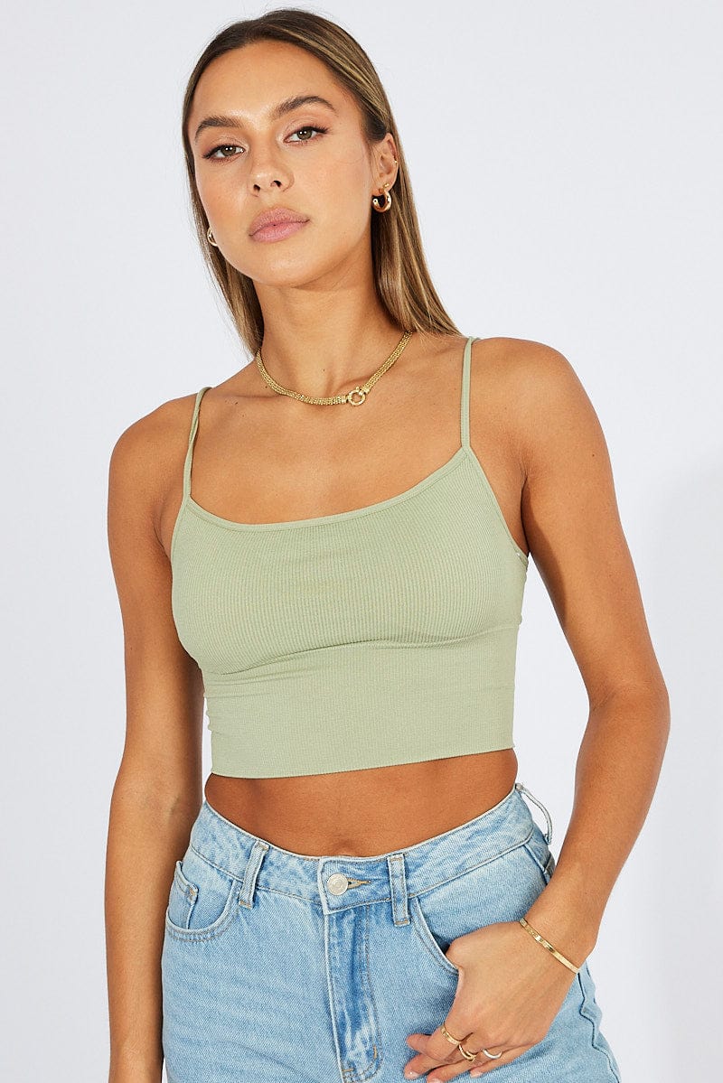 Green Bralette Round Neck Seamless - Image 3