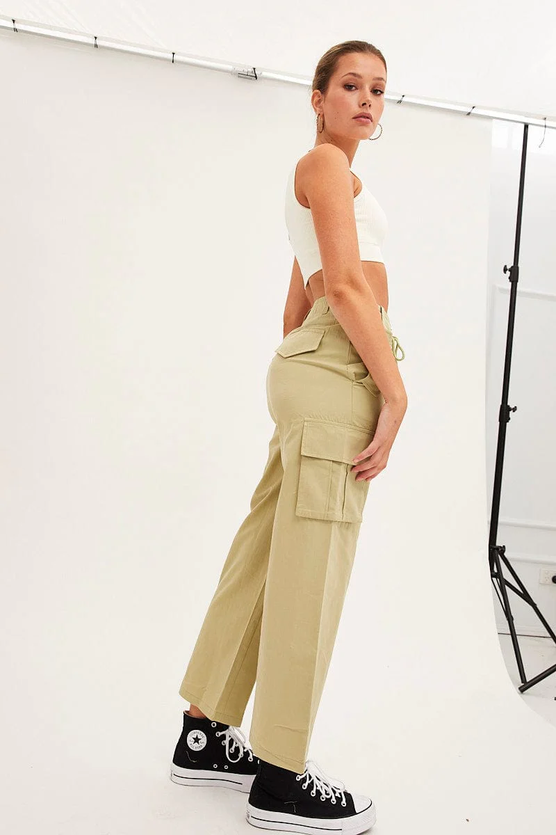 Green Cargo Pants Relaxed Wide Leg - Image 3
