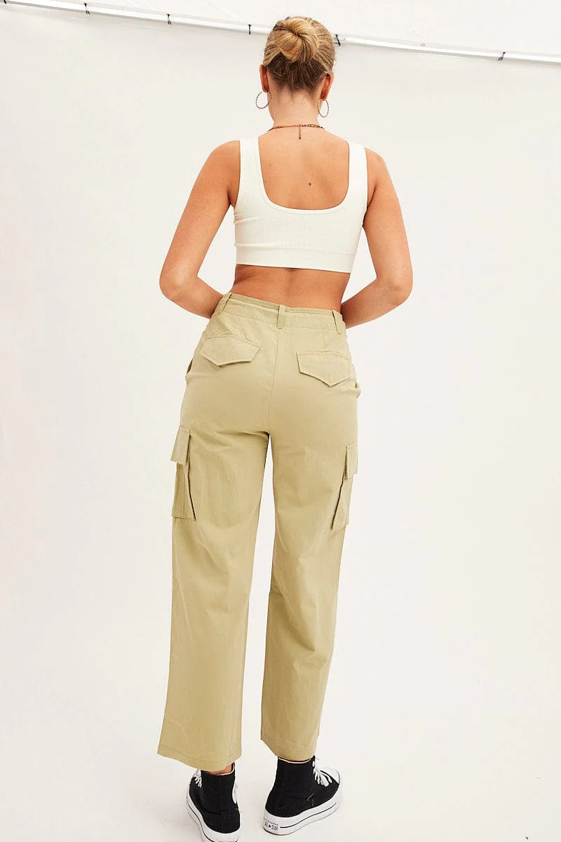 Green Cargo Pants Relaxed Wide Leg - Image 5
