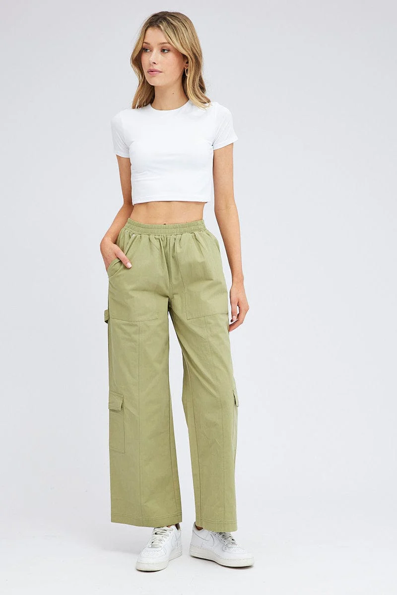 Green Cargo Pants Wide Leg - Image 3
