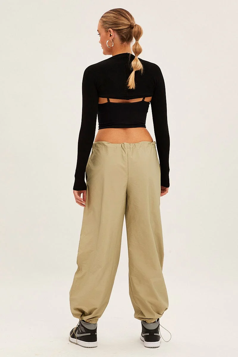 Green Cargo Parachute Pants - Image 5