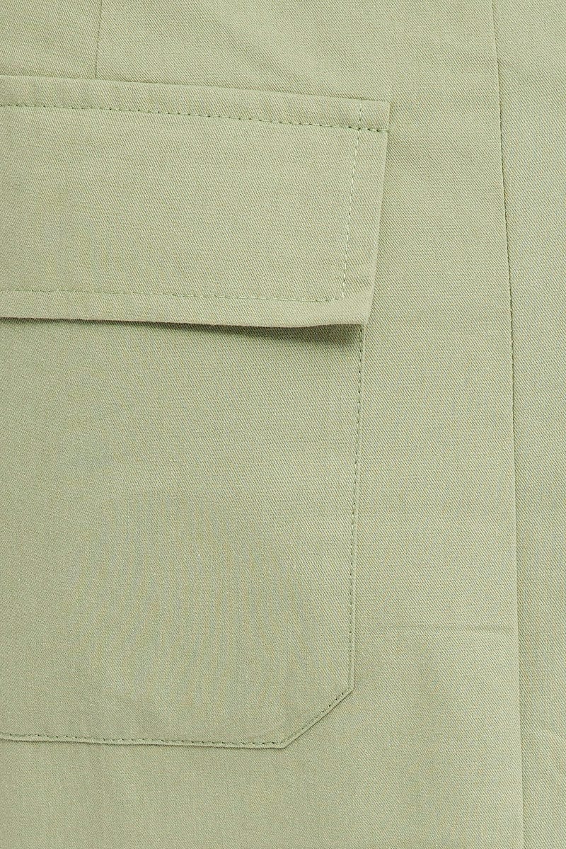 Green Cargo Skirt High Waist A-line Zip Detail Utility - Image 6