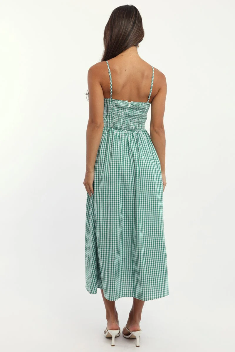 Green Check Maxi Dress Singlet - Image 4