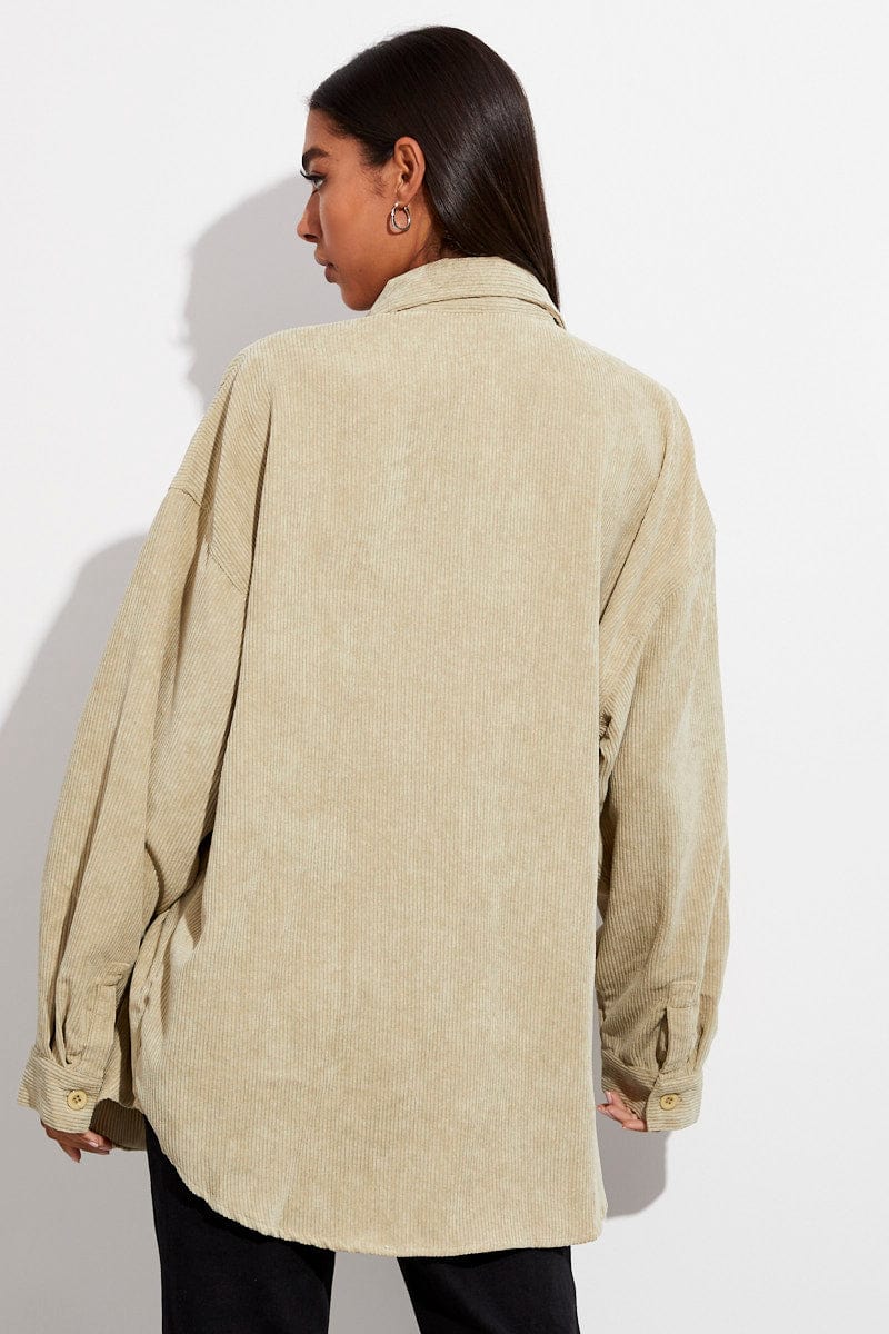 Green Corduroy Shirt Long Sleeve Collared Neck - Image 5