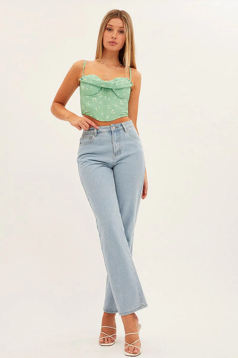 Green Corset Style Crop Top - Image 2