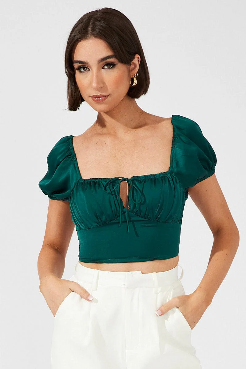 Green Corset Top Short Sleeve - Image 3