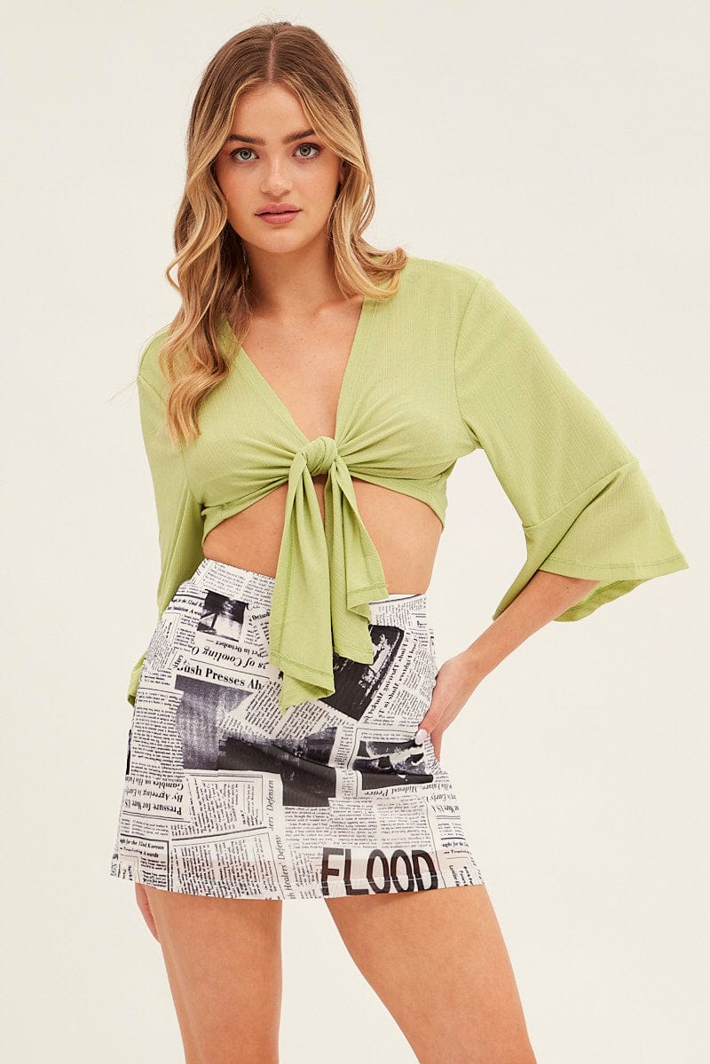 Green Crop Cardigan Tie Up - Image 3