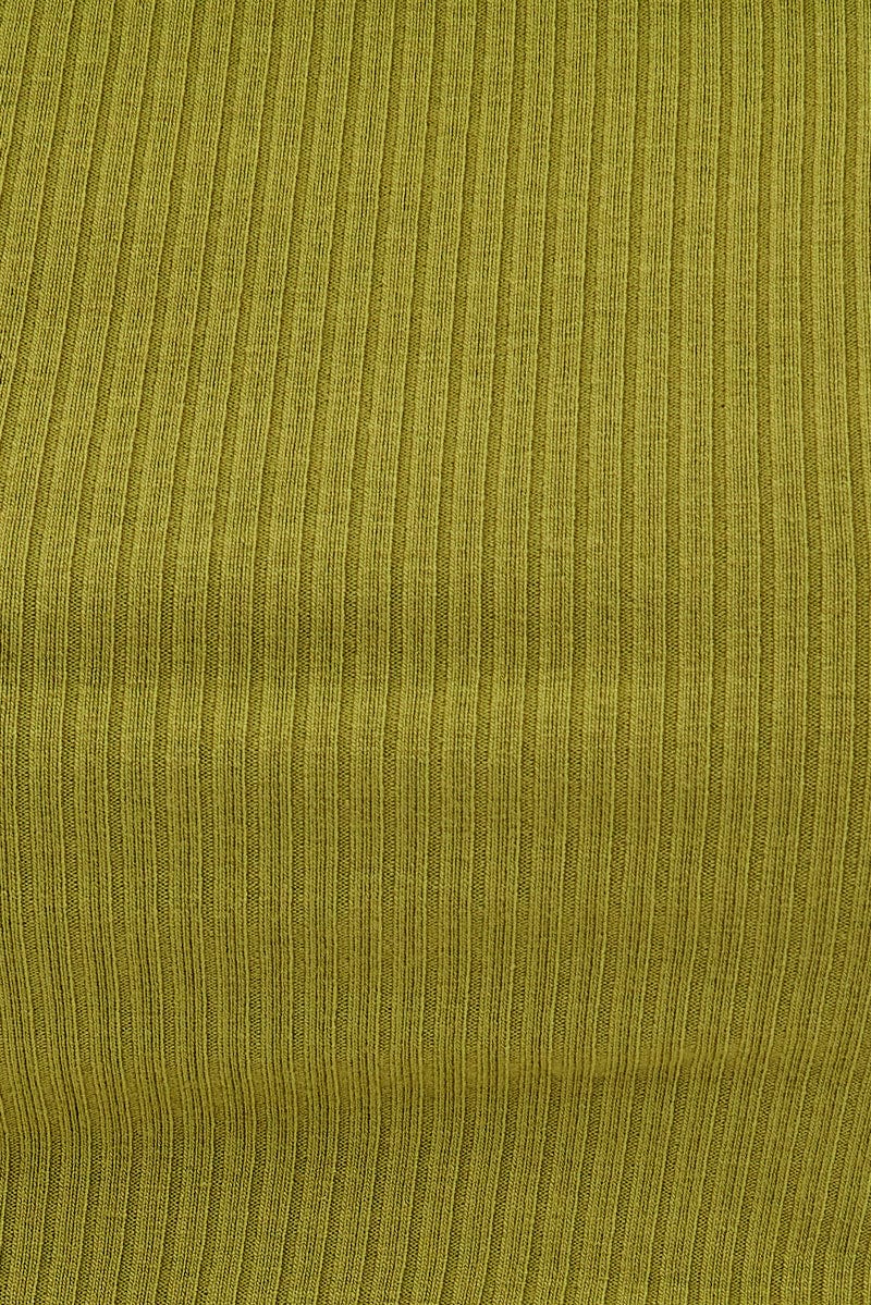 Green Crop Top Drawstring Side Detail Straight Neck - Image 6