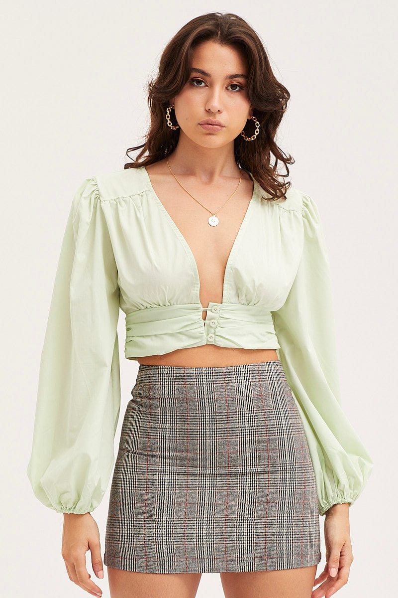 Green Crop Top Long Sleeve - Image 3