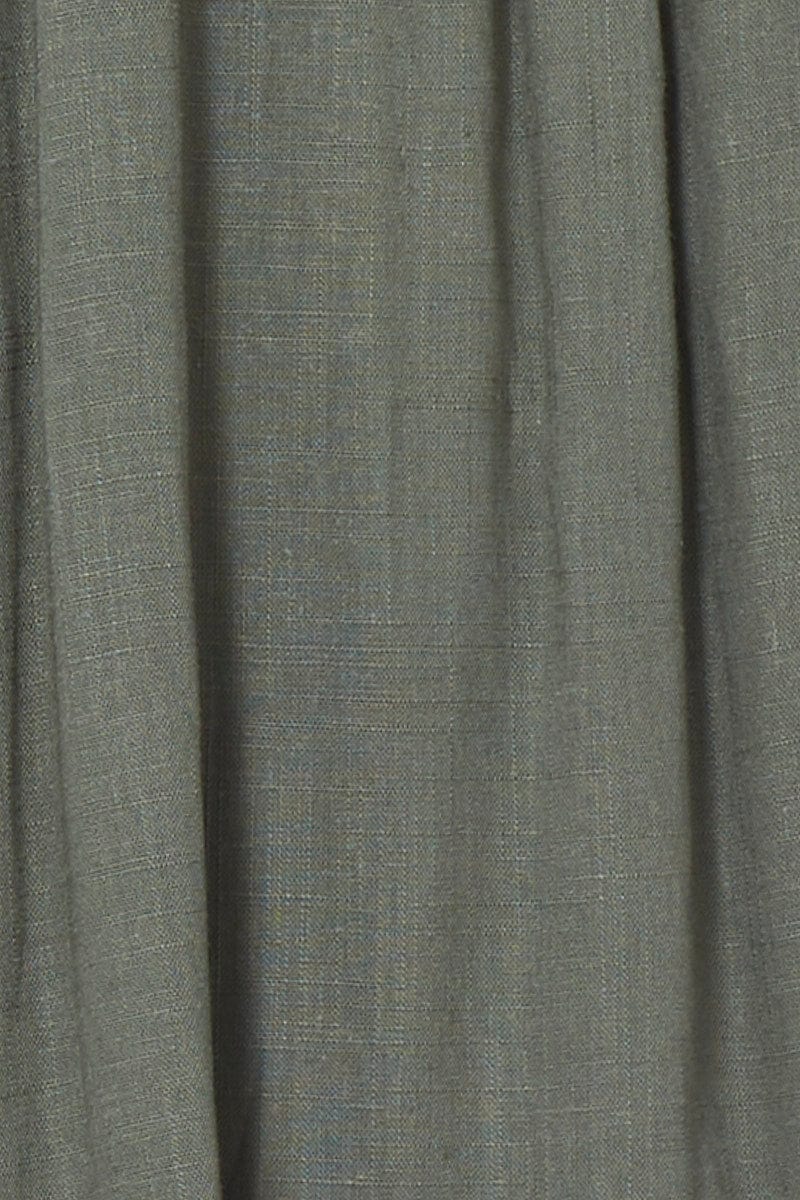 Green Crop Top Short Sleeve Round Neck Linen - Image 6