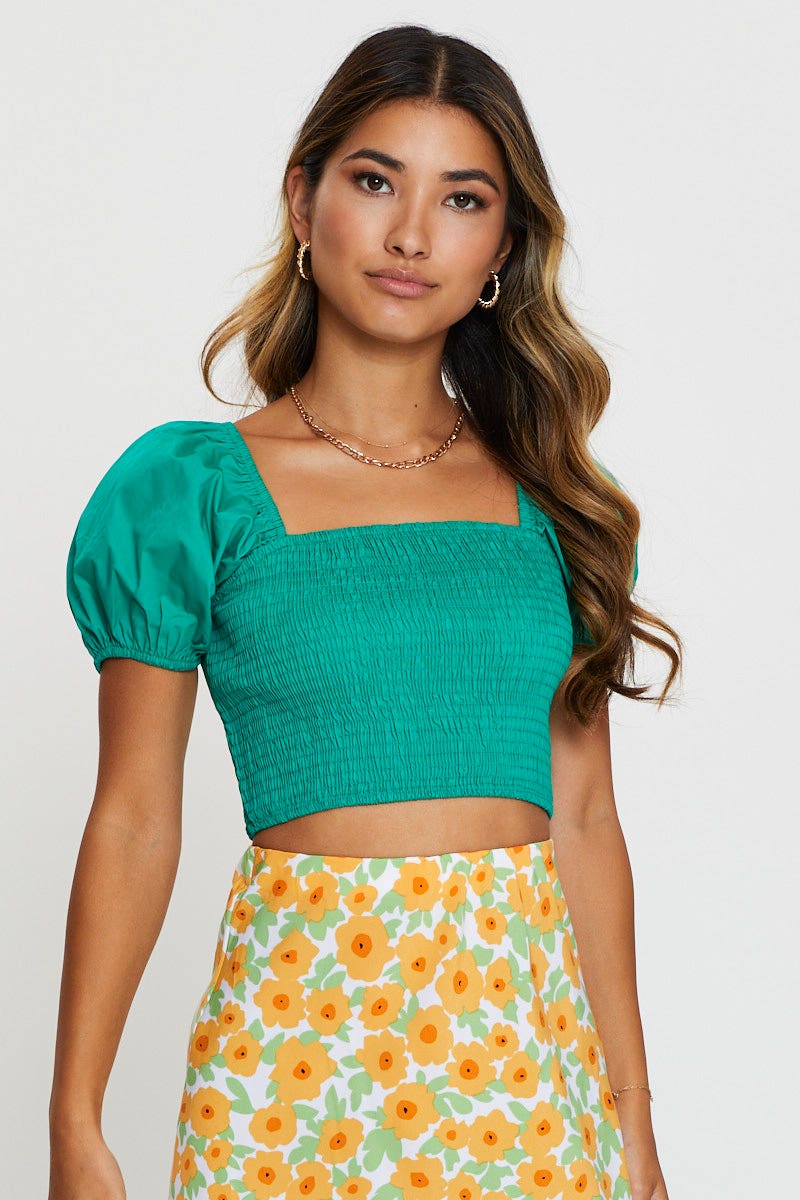 Green Crop Top Short Sleeve - Image 3