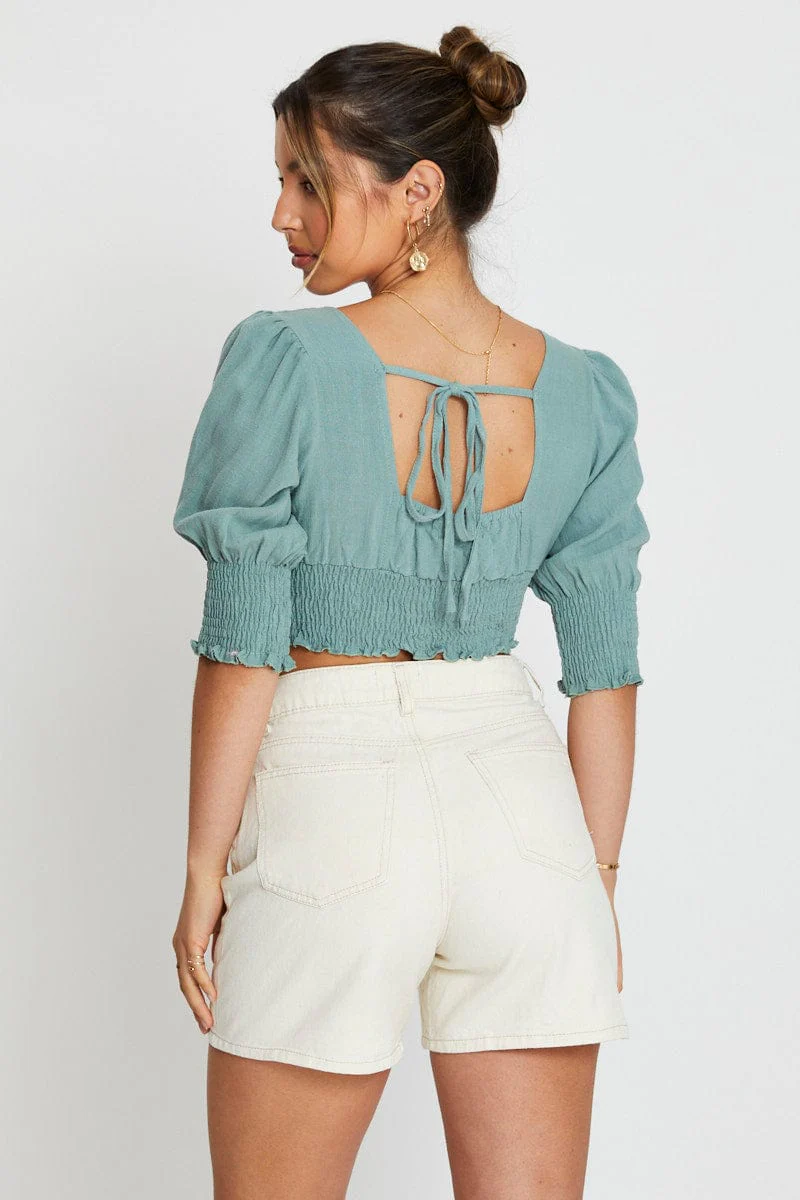 Green Crop Top Short Sleeve - Image 4