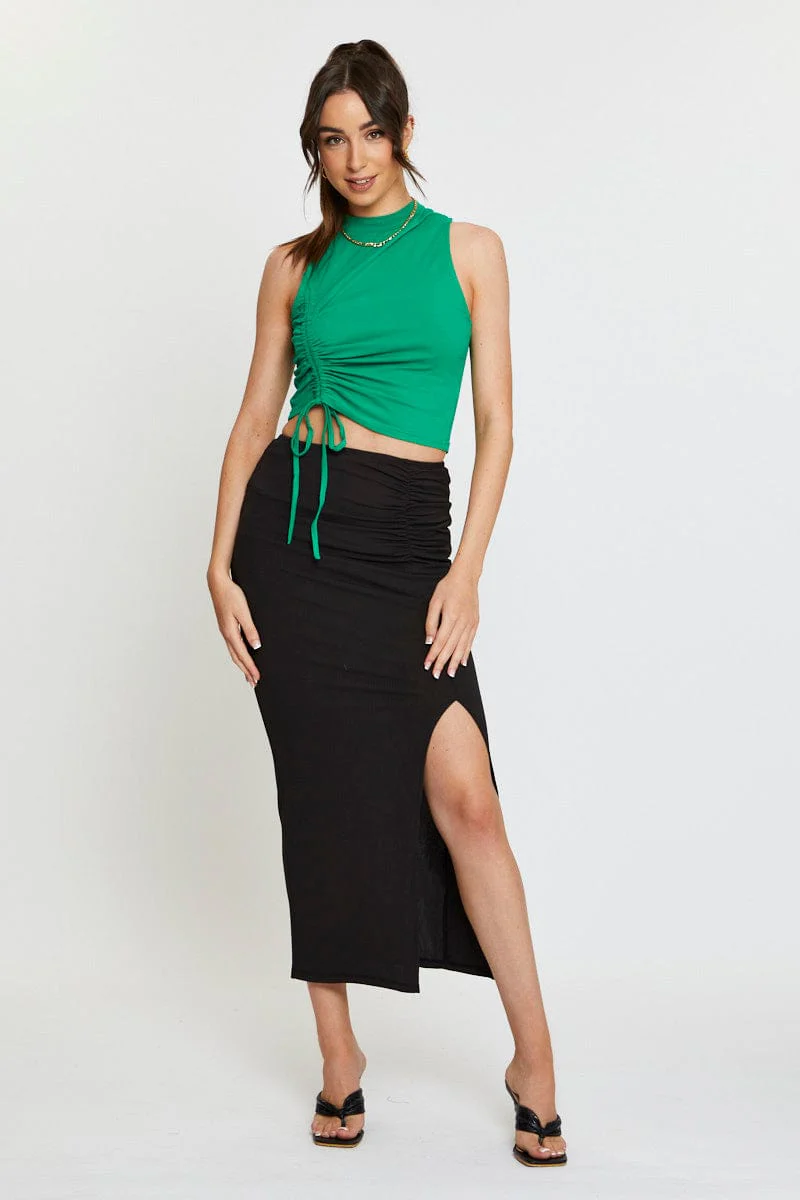 Green Crop Top Side Drawstring - Image 2