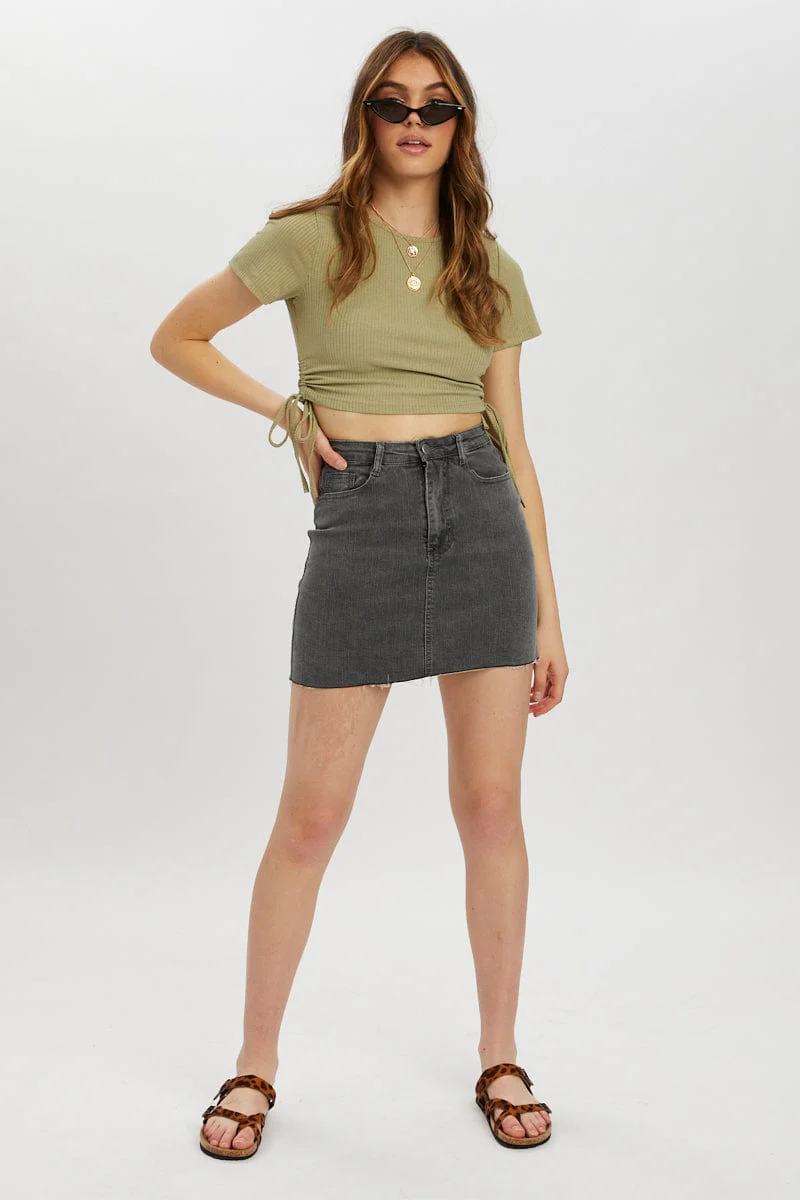 Green Drawstring Ruched Top - Image 5